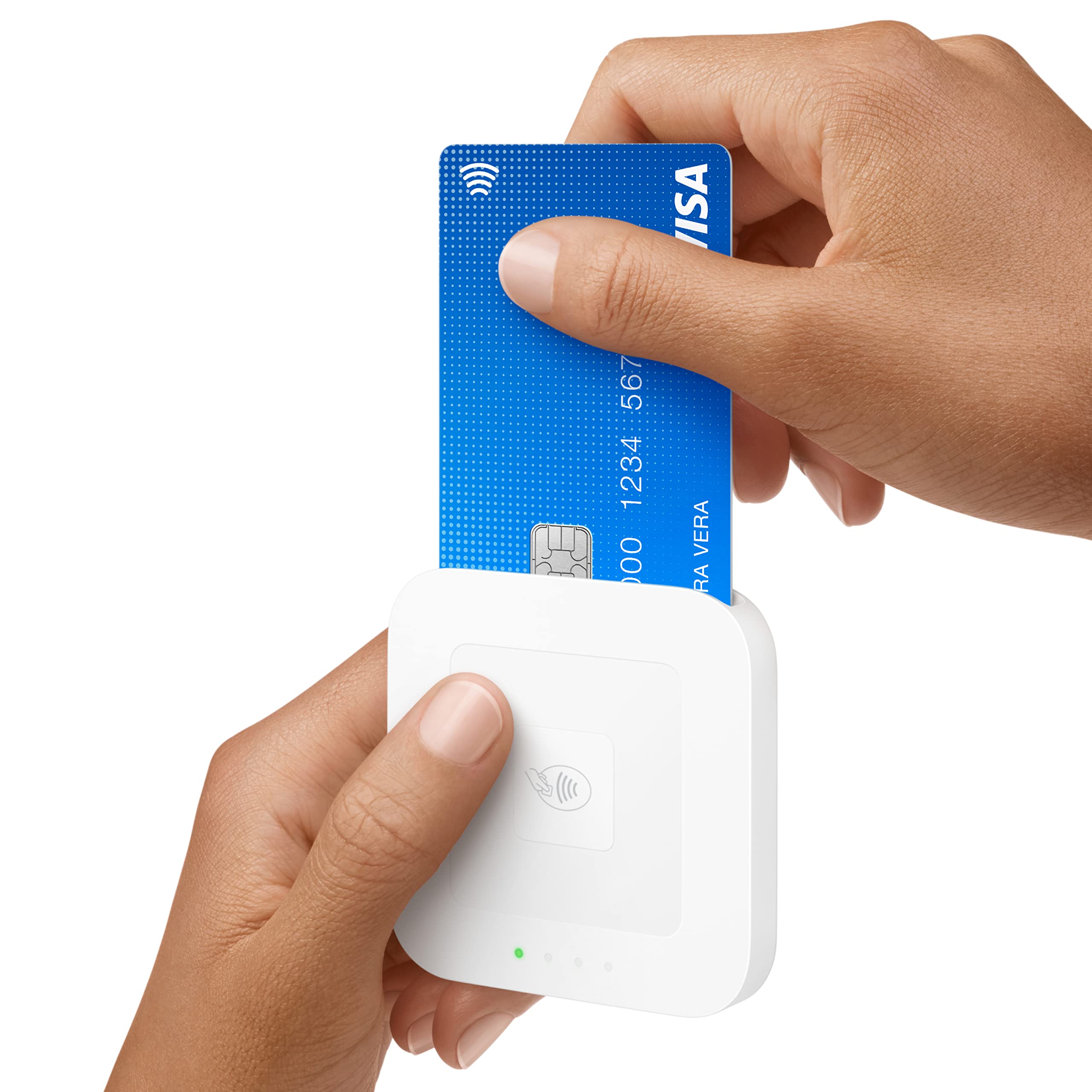 Square lector trasera con logos y conectores, garantiza durabilidad