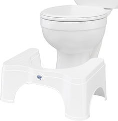 Squatty Potty 2.0 Base blanco vista frontal mostrando diseño compacto y discreto
