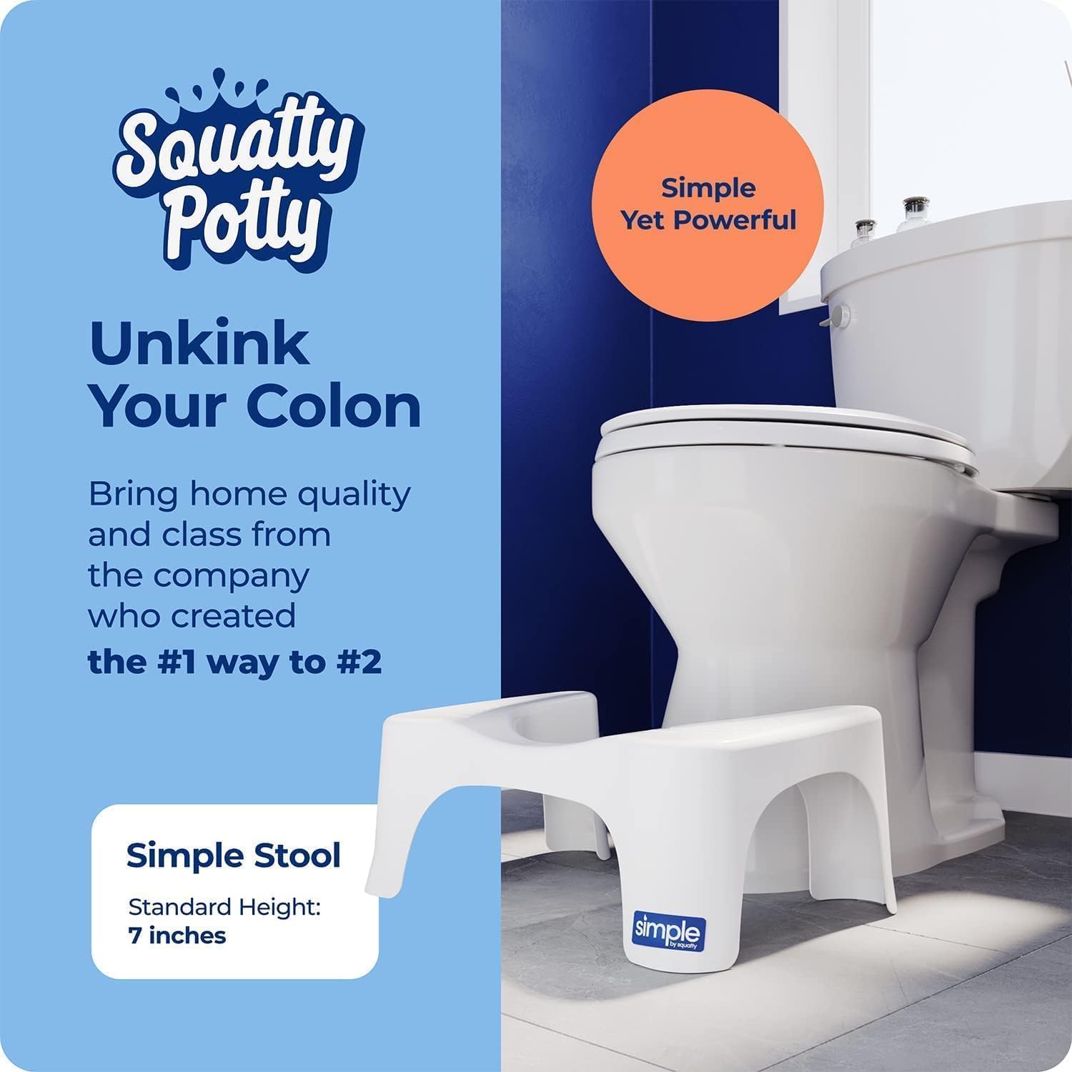 Detalle de textura del Squatty Potty que facilita limpieza y agarre