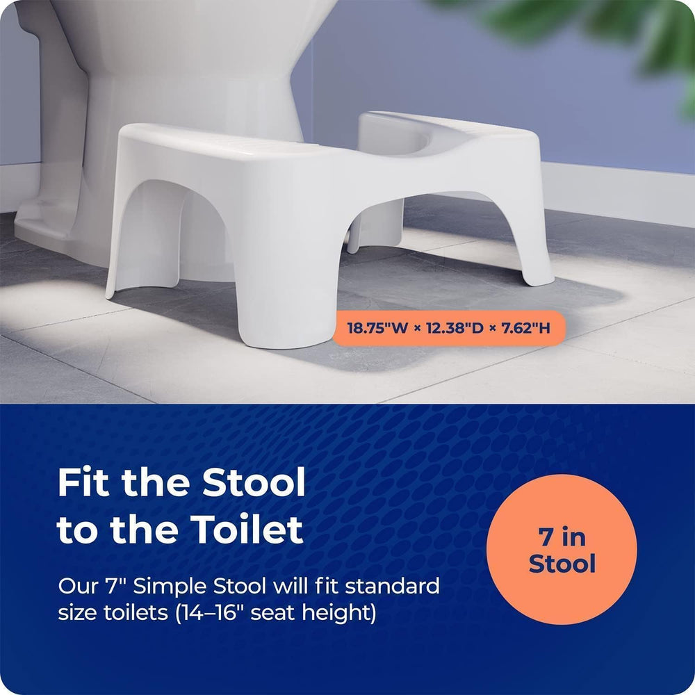 Vista lateral del Squatty Potty Simple Curve mostrando altura de 7 pulgadas