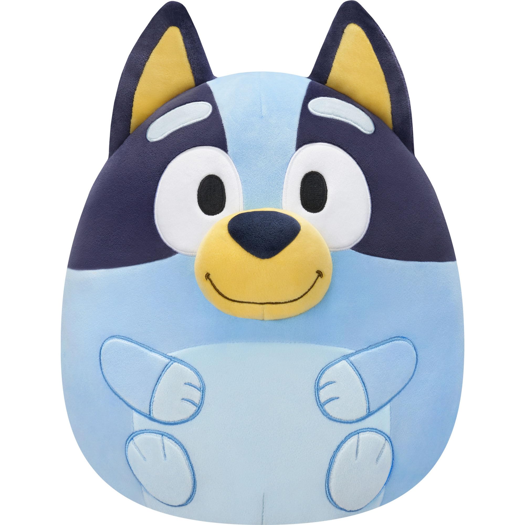 Squishmallows Bluey frontal mostrando forma y suavidad supersuave