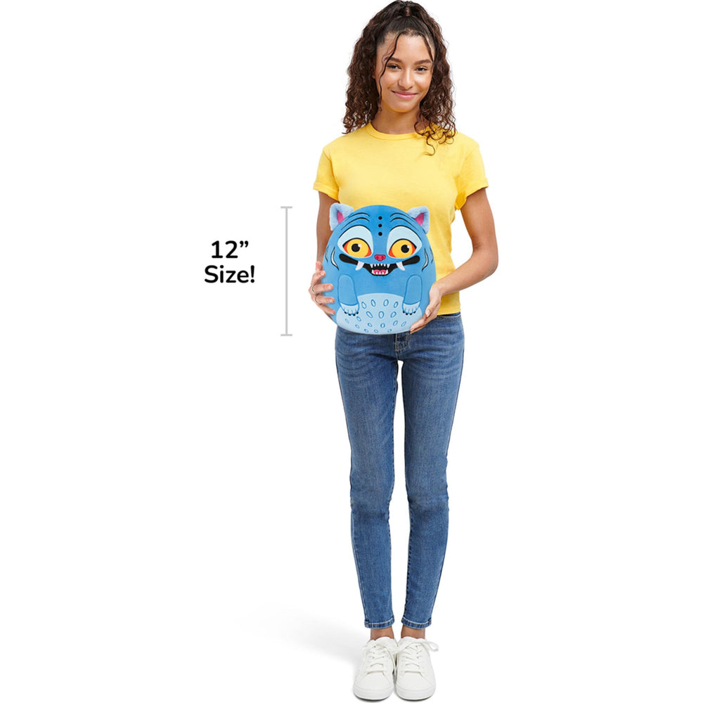 Squishmallows Derpy dentro de mochila fácil de transportar