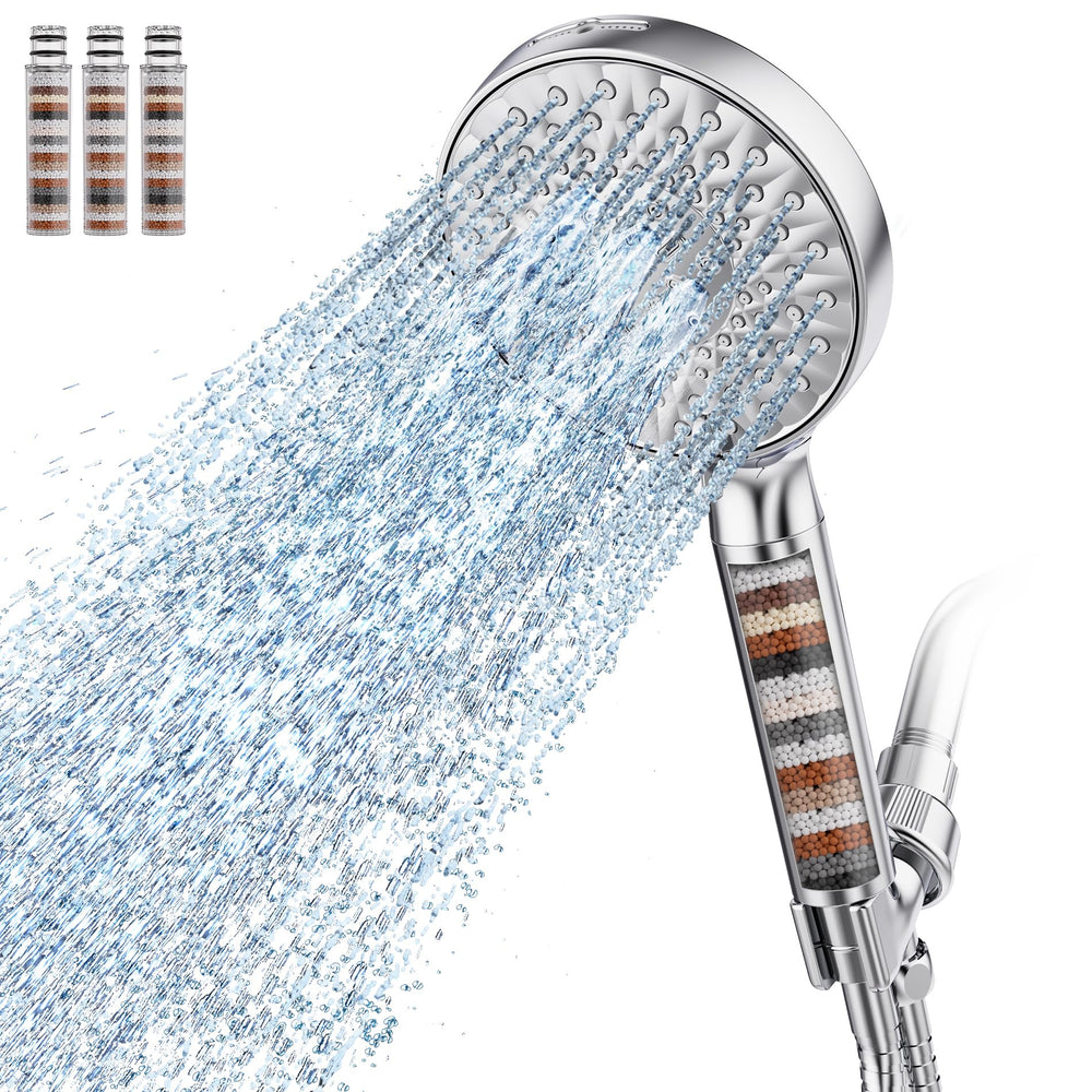 SR SUN RISE front view chrome filtered shower head showing design and durable finish