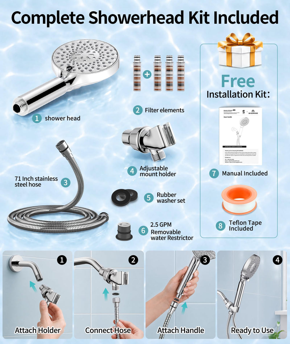 SR SUN RISE product label with replacement filter package for easy cartridge maintenance