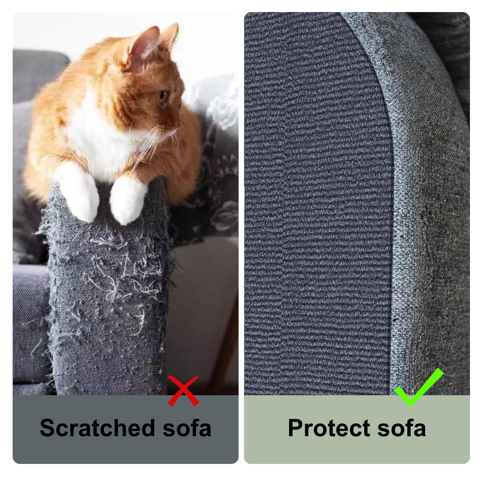 SREBAY protector pegado en sofá protegiendo tela y evitando daños