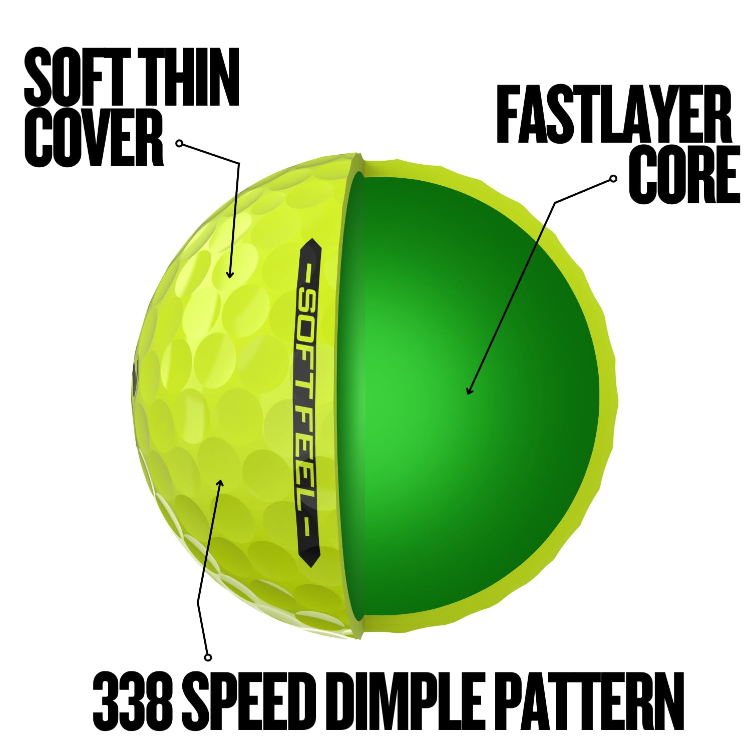 Srixon Soft Feel comparada con tee para ver escala y tamaño