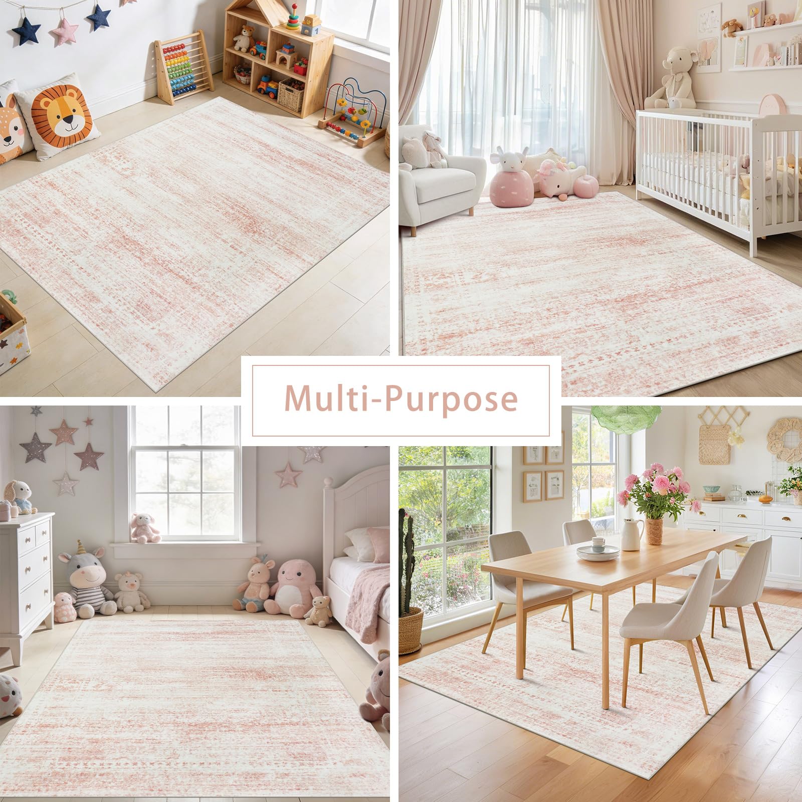 Srugn folded pink rug demonstrating easy storage and portable convenience