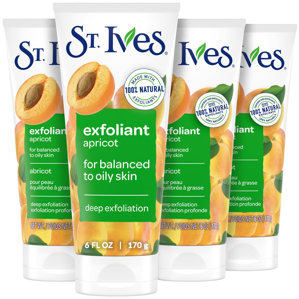 St. Ives frente del tubo Apricot mostrando diseño y beneficio limpieza