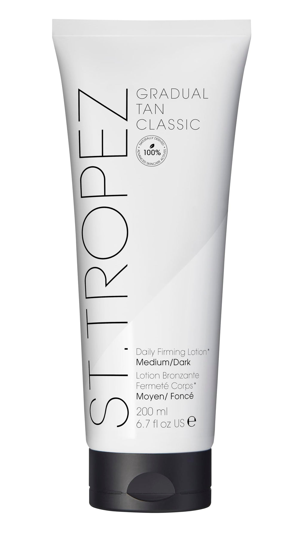 St.Tropez envase frontal mostrando diseño y beneficio de hidratación instantánea