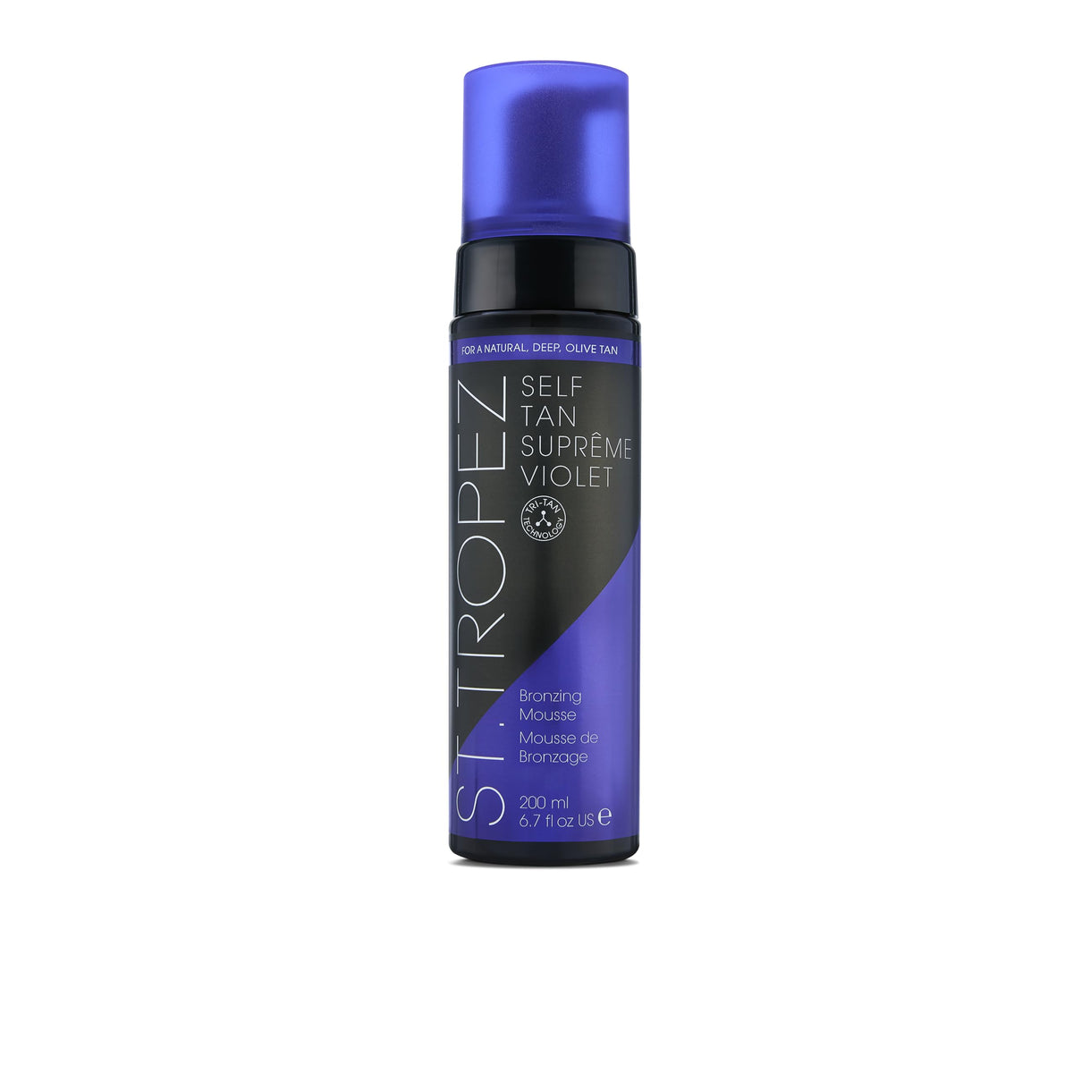 St.Tropez envase frontal mostrando etiqueta y beneficio de bronceado intenso