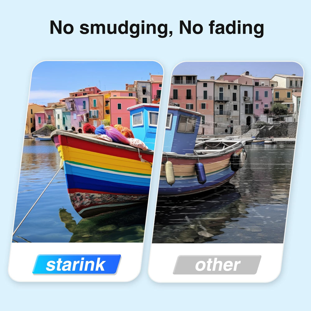 st@r ink cartuchos junto a una regla para comparar tamaño real