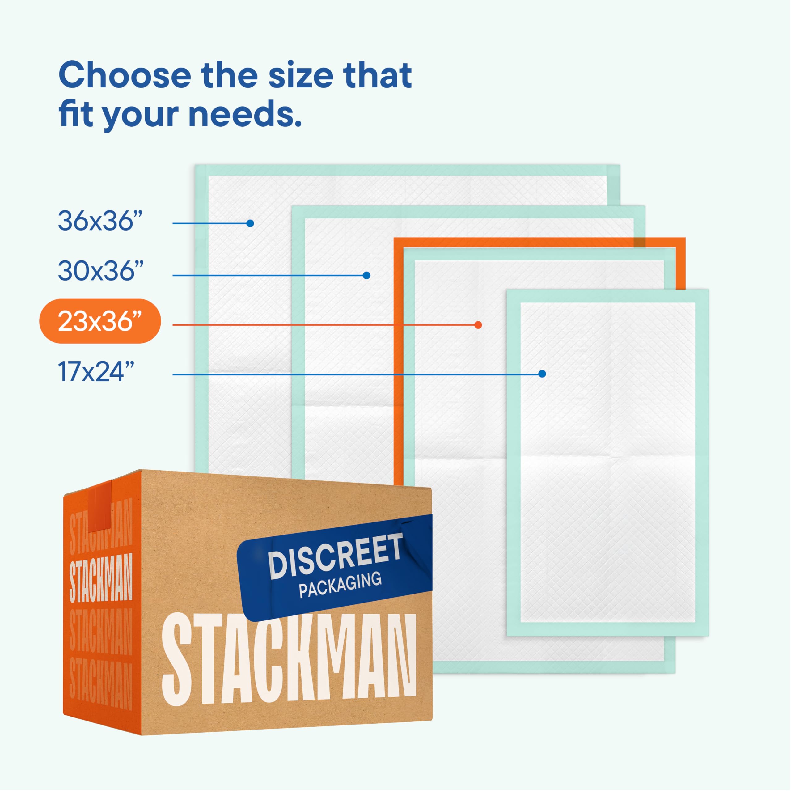 Stack Man comparativa de tamaño 23x36 pulgadas útil para elegir cobertura