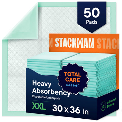 Stack Man front packaging showing 50-count pack and size benefits