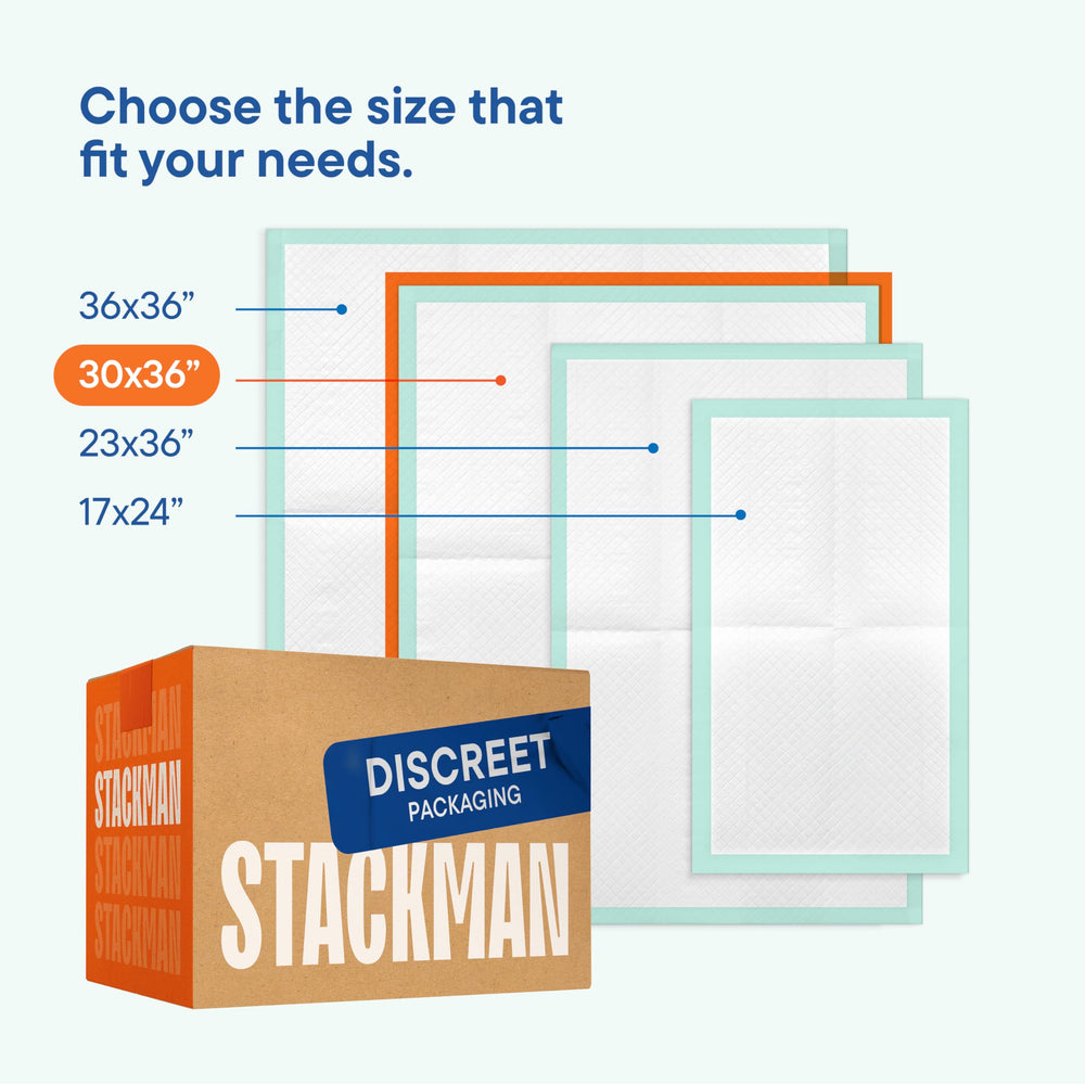 Stack Man underpad in bedroom lifestyle scene reducing cleanup effort