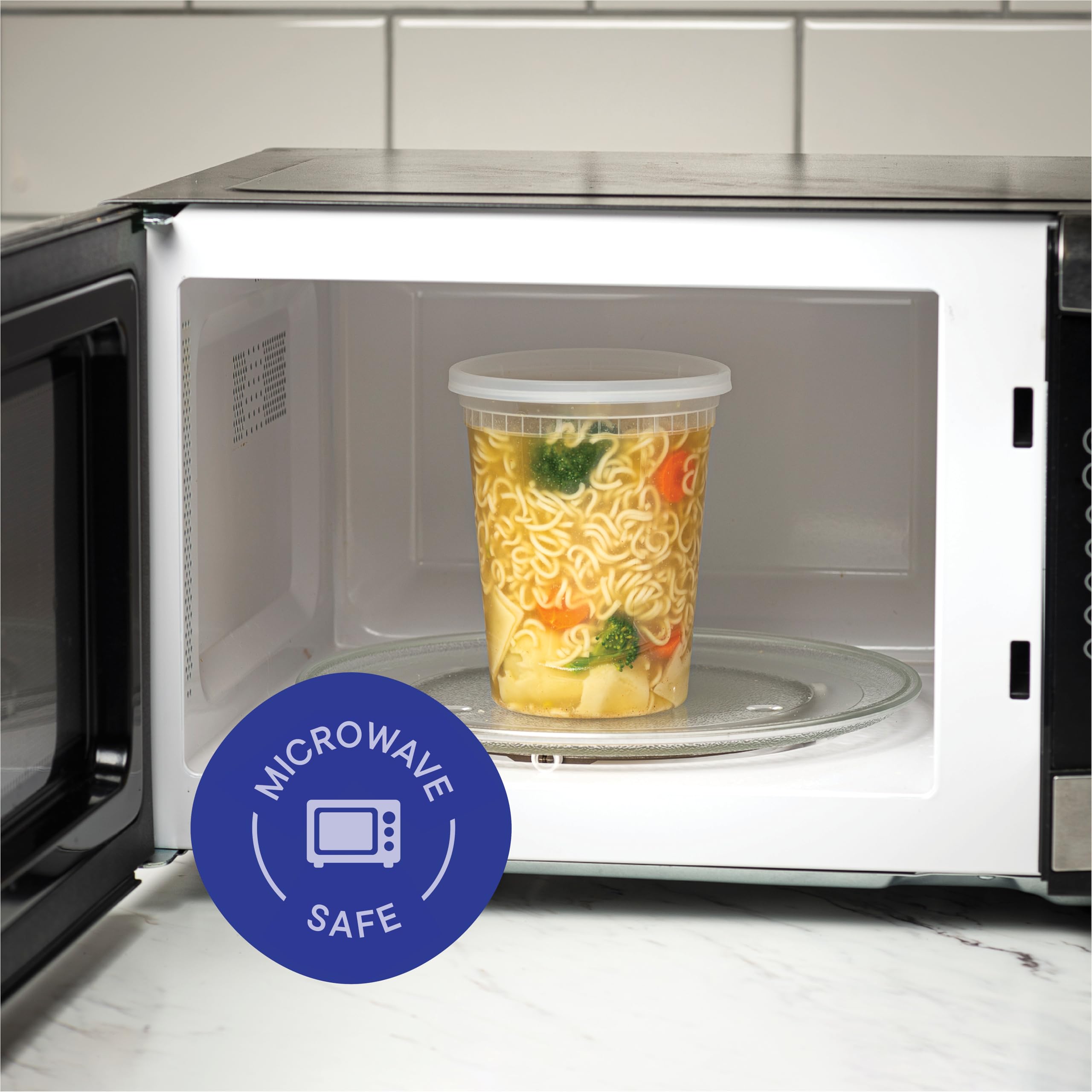 Stack Man contenedor con sopa listo para llevar, práctico y seguro