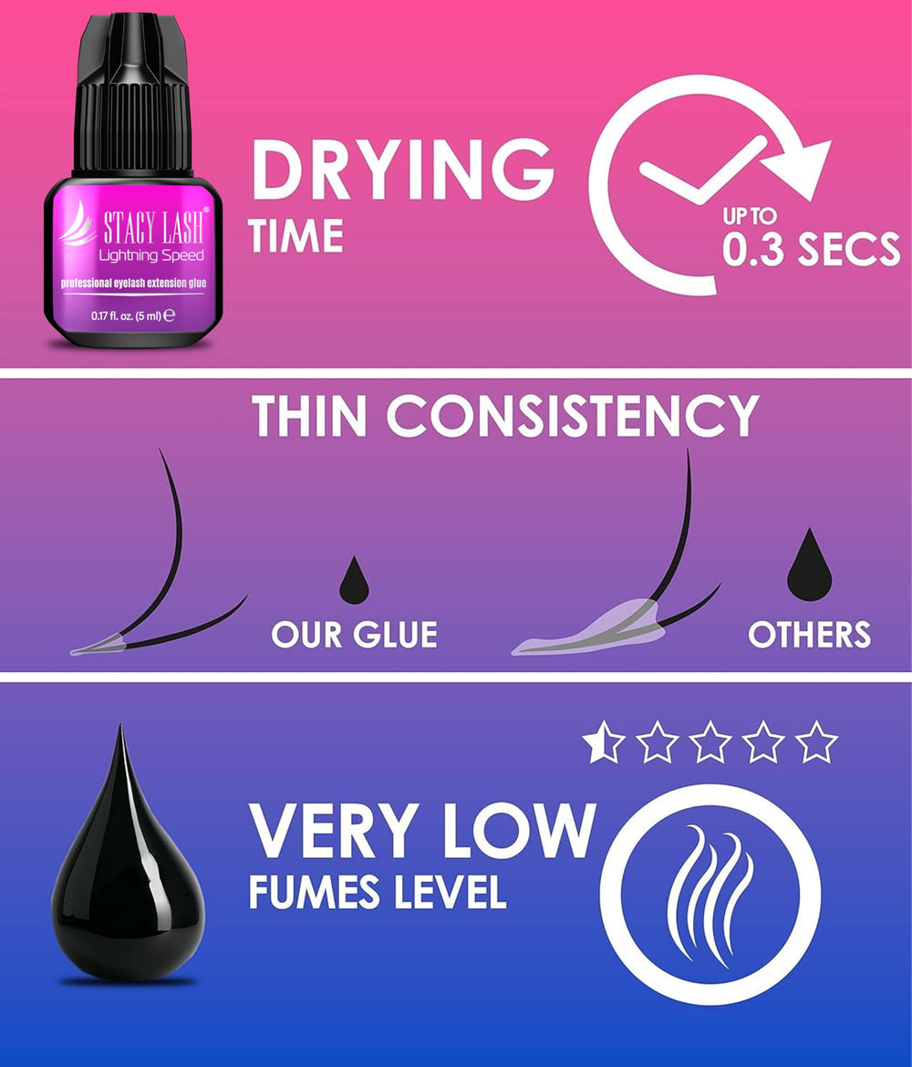 STACY LASH botella 5ml junto a regla para comparar el tamaño compacto