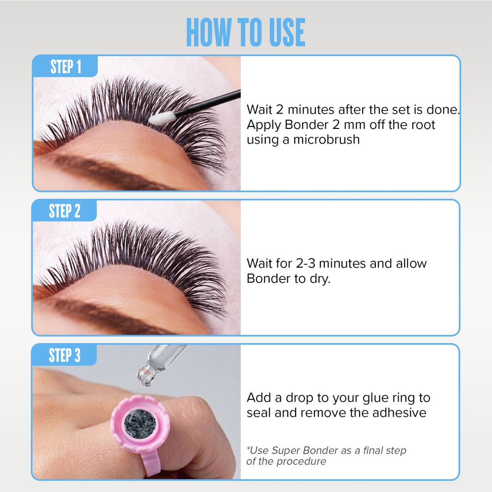 STACY LASH etiqueta con instrucciones y lista de características para uso profesional