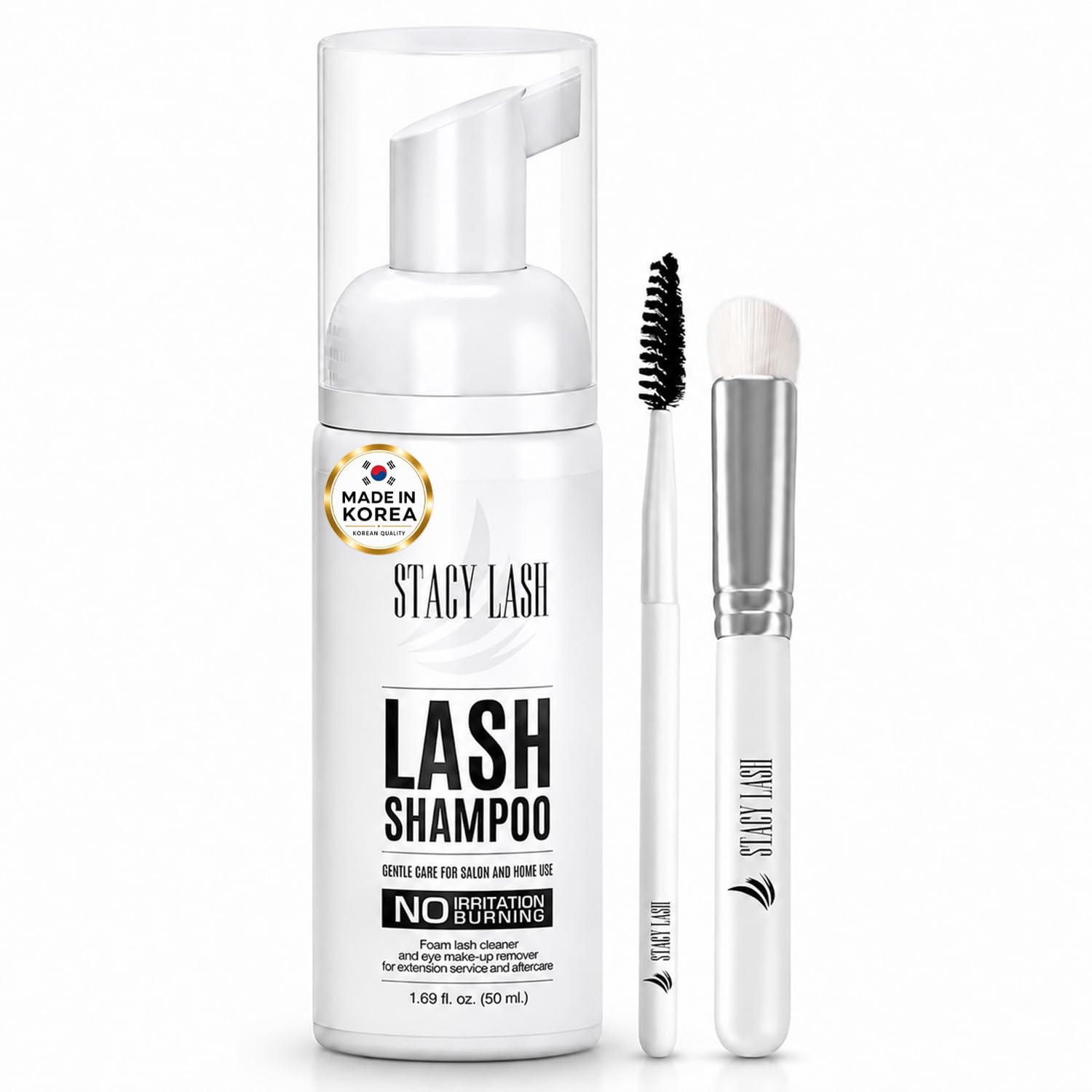STACY LASH envase frontal mostrando el tamaño compacto y práctico