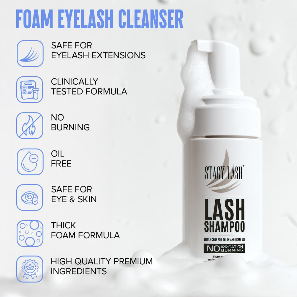 STACY LASH producto en uso sobre pestañas, remueve maquillaje fácilmente