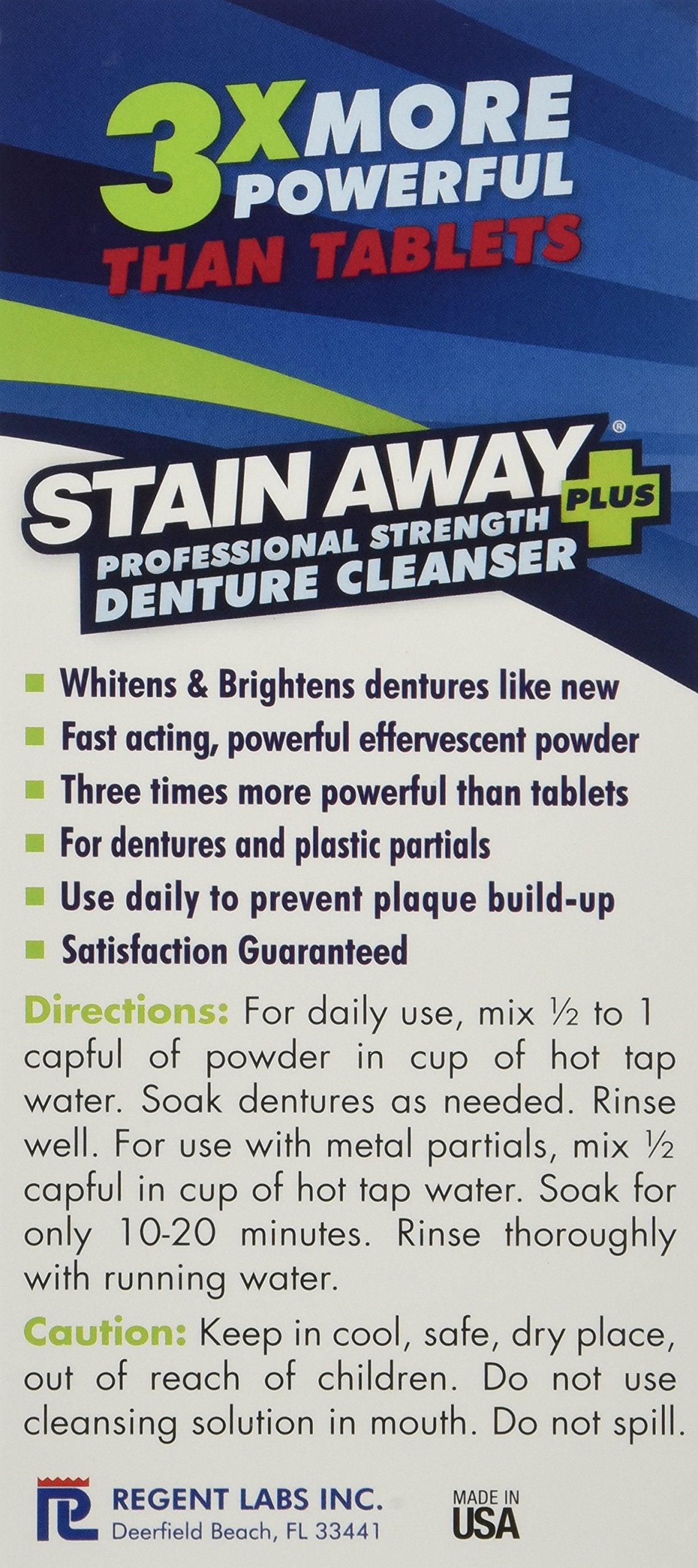 Stain Away Plus dentadura en vaso en remojo, elimina manchas y olores