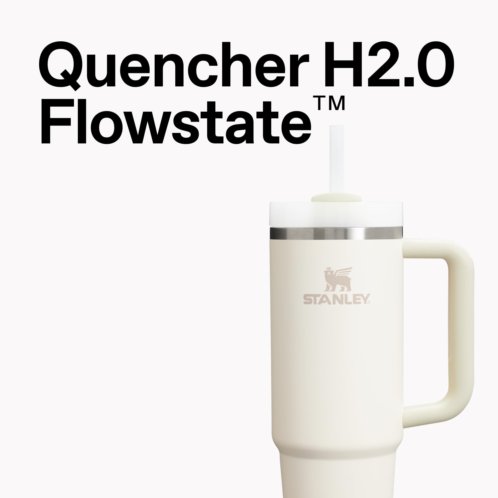 STANLEY tapa FlowState mostrando posiciones de pajilla, bebida y cierre para mayor control