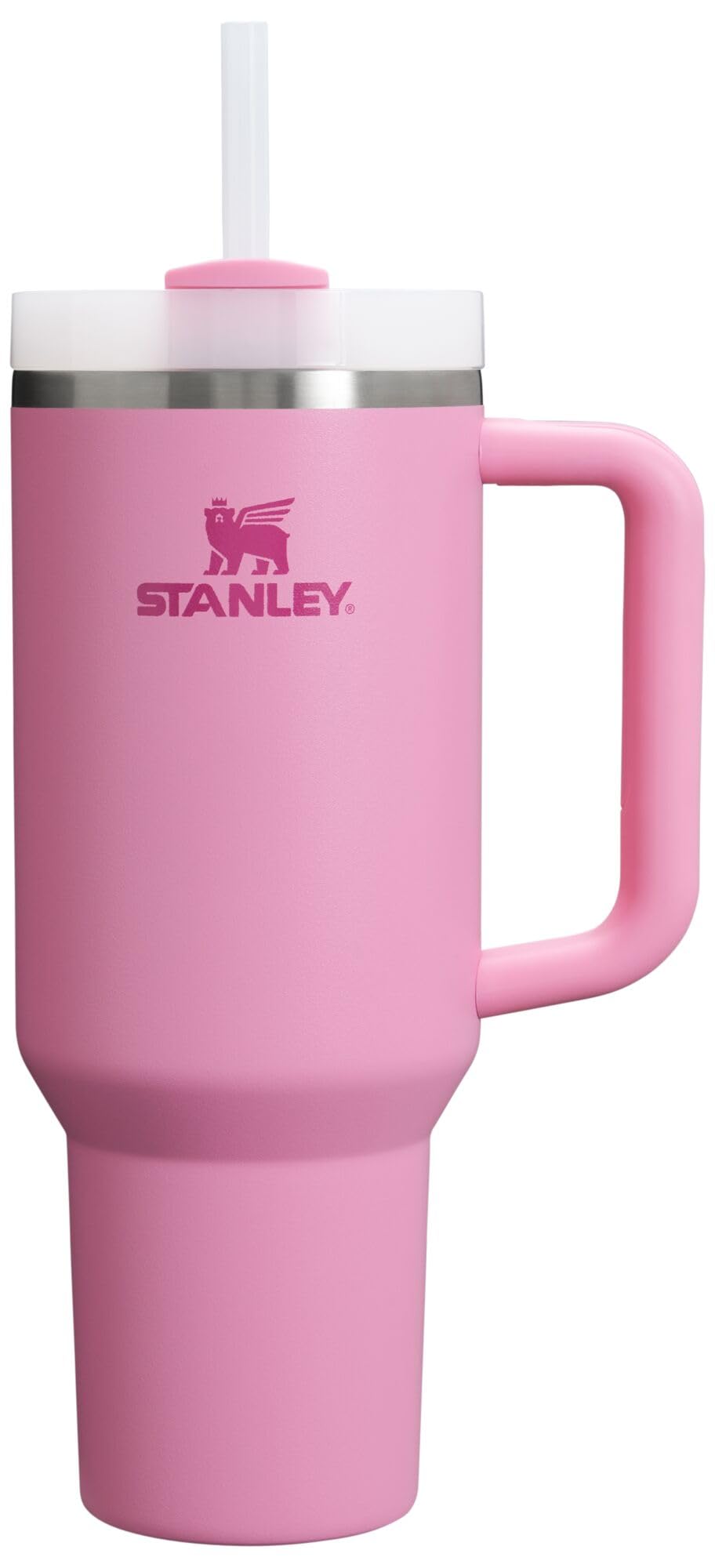 STANLEY frente del Quencher H2.0 Peony mostrando su color y tamaño