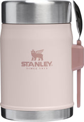 STANLEY tarro frontal Rose Quartz con spork integrado mostrando cierre hermético