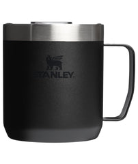 STANLEY taza frontal negra mostrando diseño robusto y fácil agarre