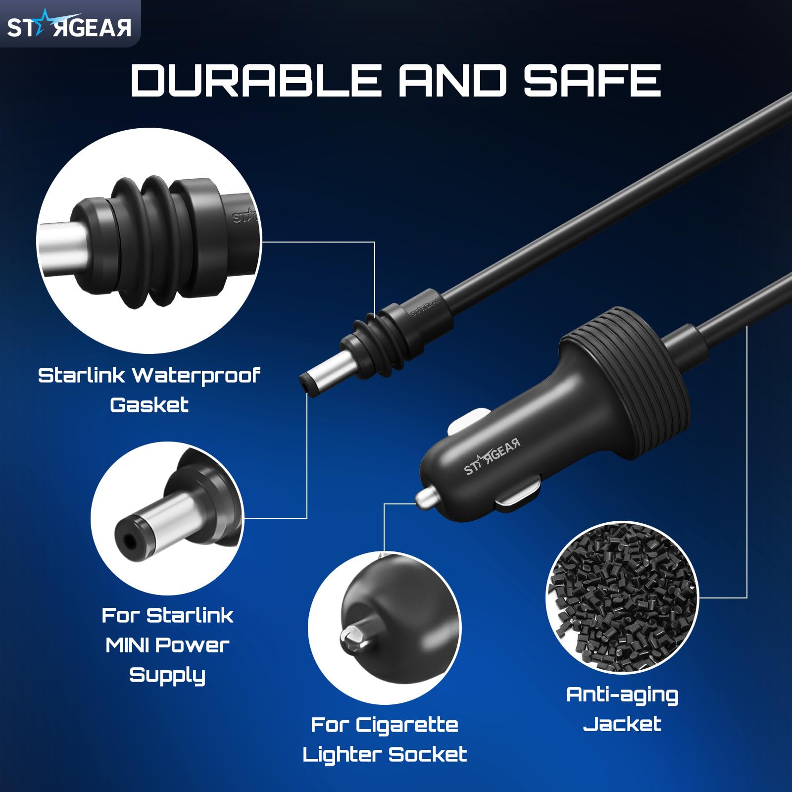 STARGEAR instalación en coche con Starlink Mini encendida, beneficio: internet móvil estable
