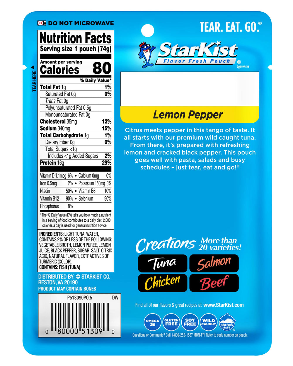 StarKist pouch abierto con atún listo para comer, conveniencia inmediata
