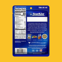 StarKist pouch opened with chicken visible, ready-to-eat convenience