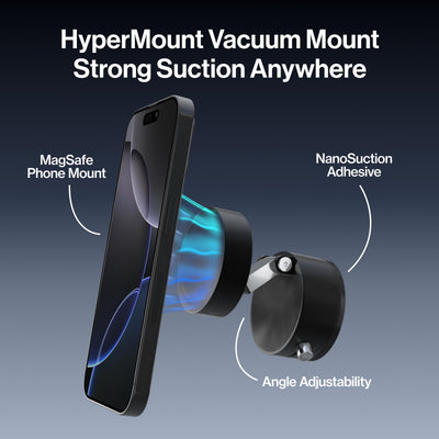Base de nano‑succión Statik HyperMount detalle de adhesivo que proporciona fijación fuerte