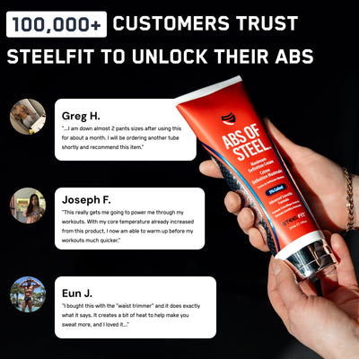 SteelFit etiqueta con lista de ingredientes y beneficios visibles