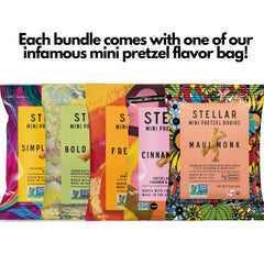 Stellar Snacks mini pretzels sorpresa abiertos listos para degustar