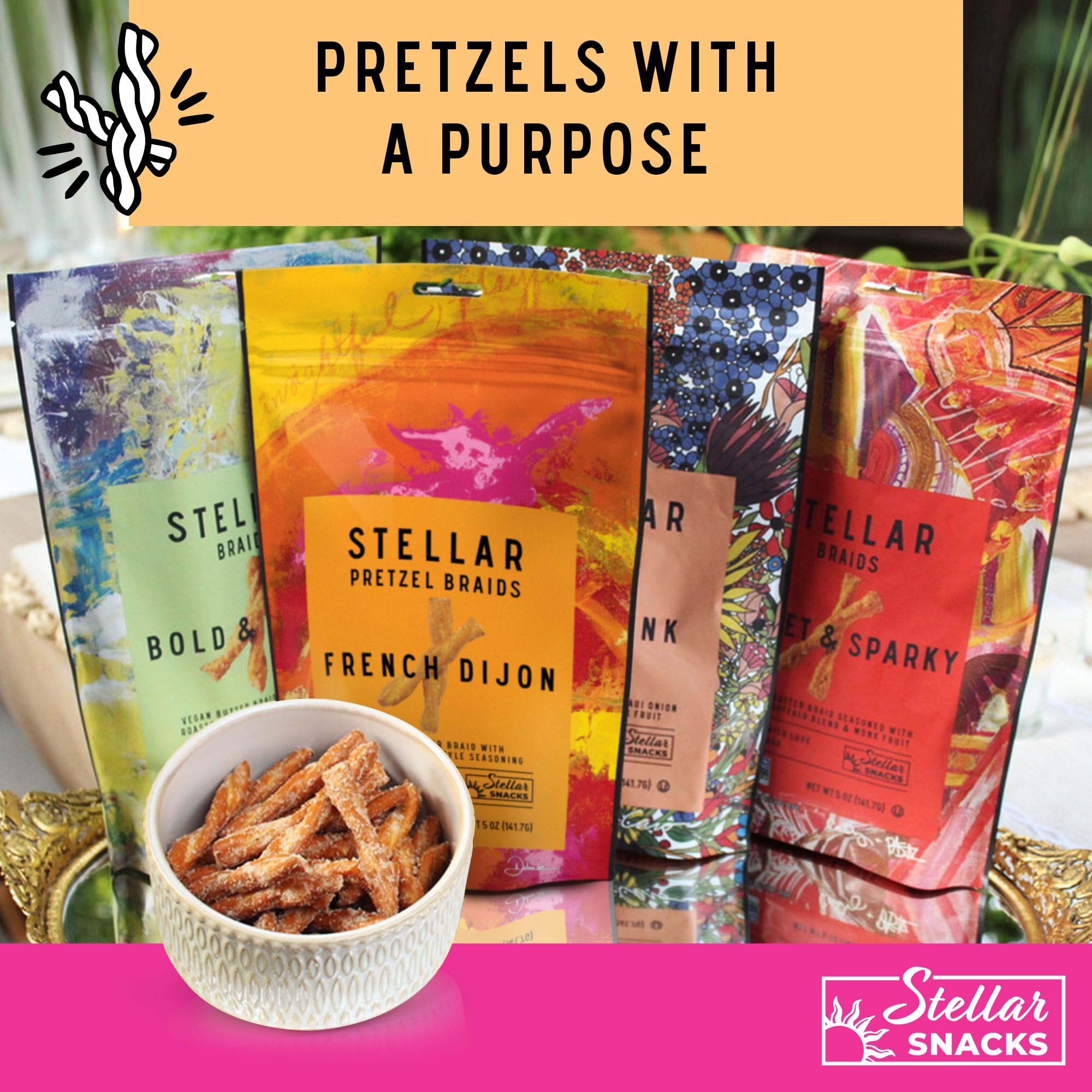 Stellar Snacks presentación en tabla para fiesta, lista para servir