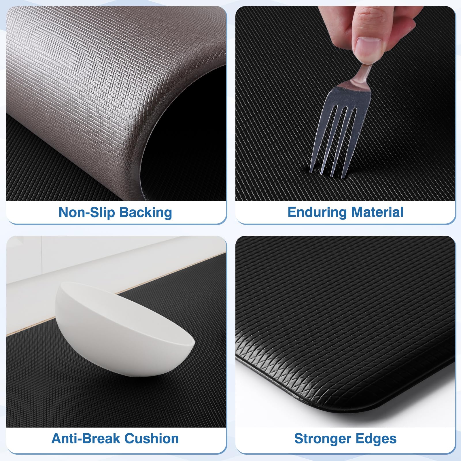 StepRite perfil que muestra grosor de 0.4 pulg y soporte duradero