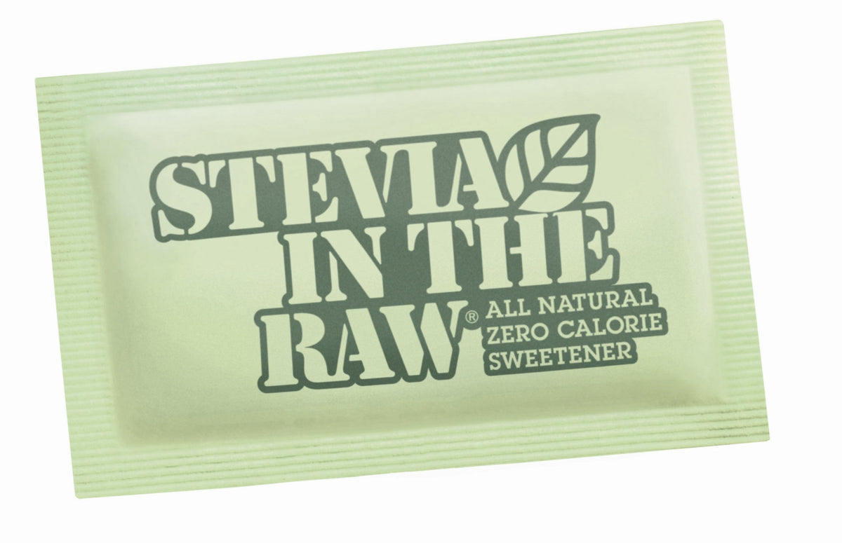 Stevia in the Raw frente del paquete muestra cantidad y conveniencia