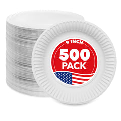 Stock Your Home plato frontal blanco 9 pulgadas mostrando tamaño útil