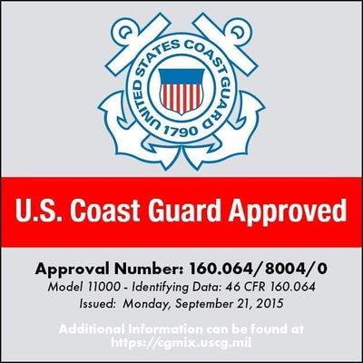 Stohlquist etiqueta con certificación USCG mostrando aprobación segura