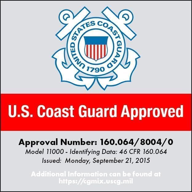 Stohlquist etiqueta con certificación USCG mostrando aprobación segura