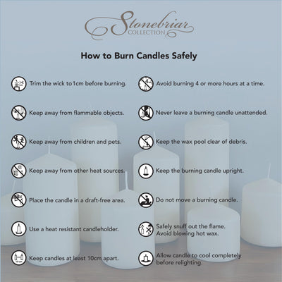 Stonebriar candles on a fireplace mantle in a lifestyle scene, creates warm, elegant mood