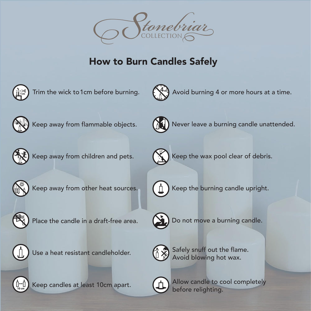 Stonebriar candles on a fireplace mantle in a lifestyle scene, creates warm, elegant mood