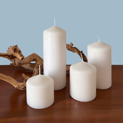 Stonebriar side profile of a single 3x6 pillar candle, highlights classic shape and finish