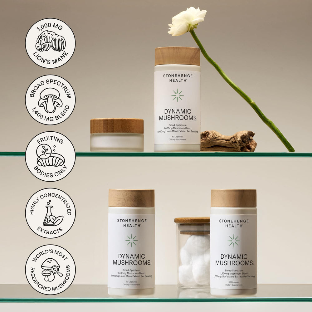 Stonehenge Health supplement label close-up showing ingredients and amounts