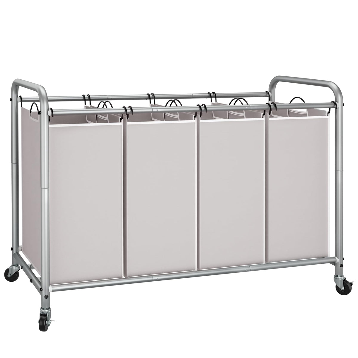 STORAGE MANIAC vista frontal del carrito con cuatro secciones y orden
