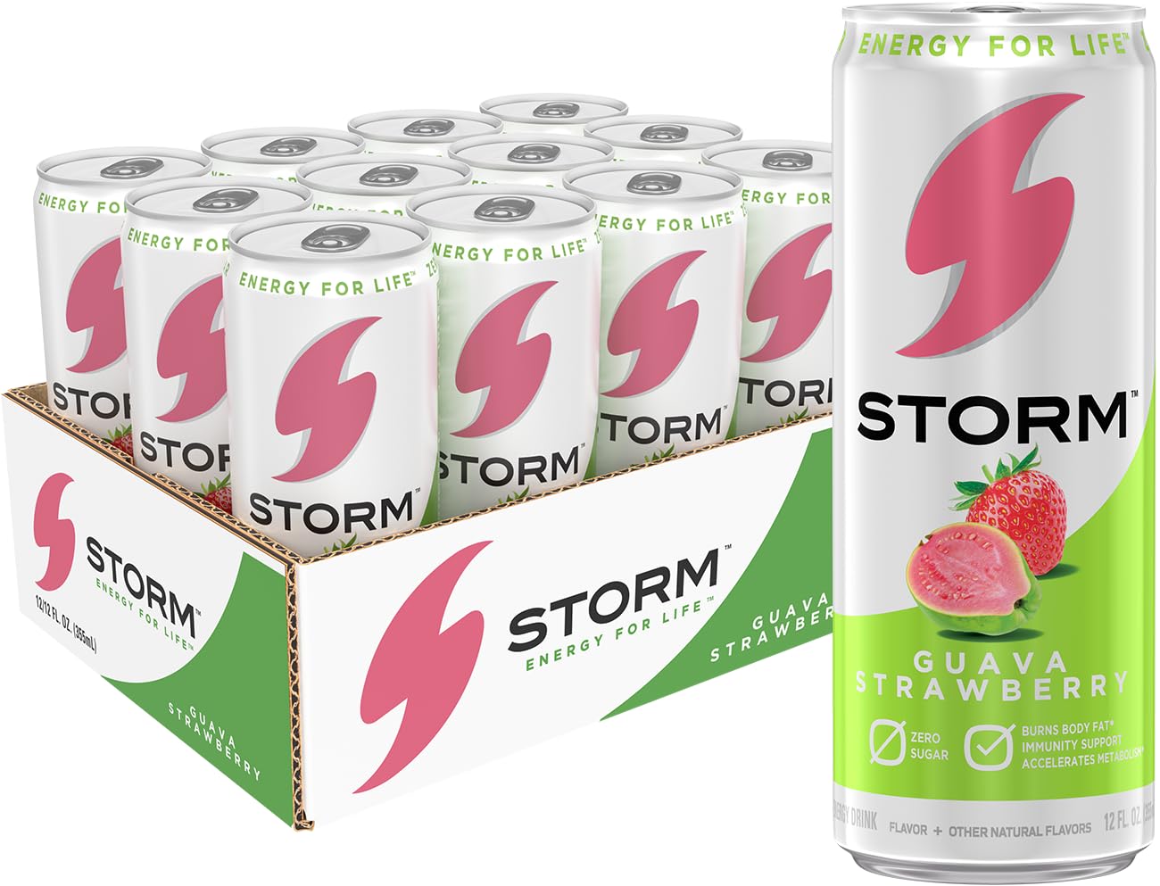 STORM lata frontal guayaba fresa mostrando diseño y frescura