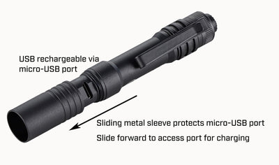 Streamlight MicroStream beam lighting trail at night, long-distance visibility benefit