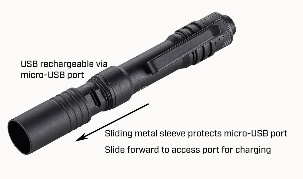 Streamlight MicroStream beam lighting trail at night, long-distance visibility benefit