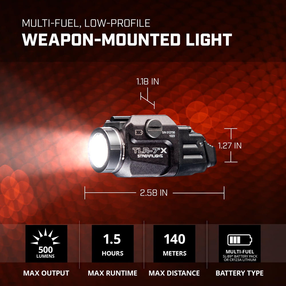 Streamlight TLR-7 X mounted on handgun in use demonstrating bright target illumination
