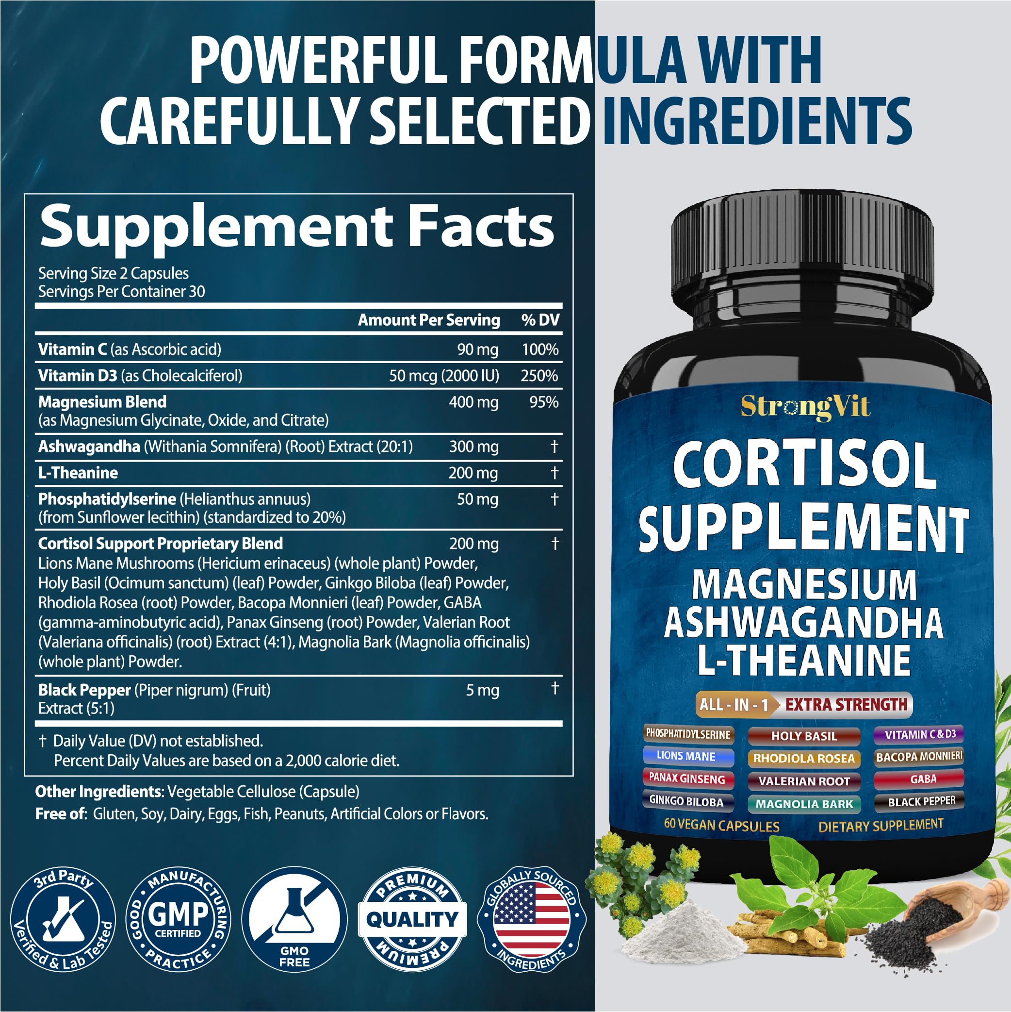 StrongVit bote abierto con cápsulas en interior mostrando cantidad y presentación de 30 días